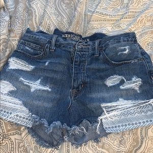 Ripped jean shorts